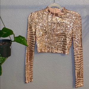 Blush Sequin Crop Top